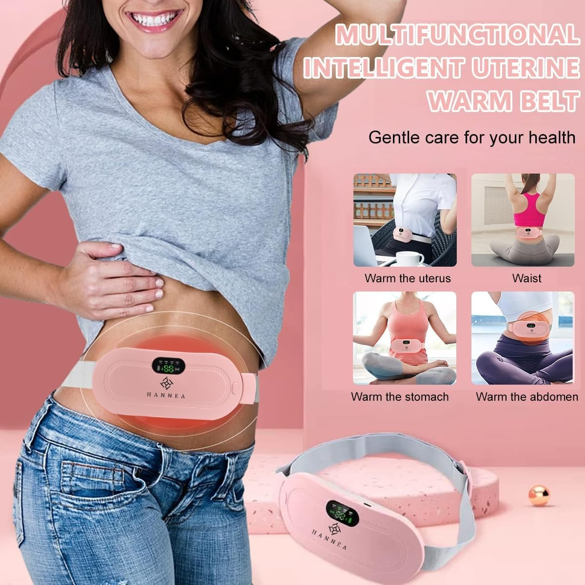 Period Cramp Relief Belt | Portable Electric Menstrual Heating Pad for Women & Girls